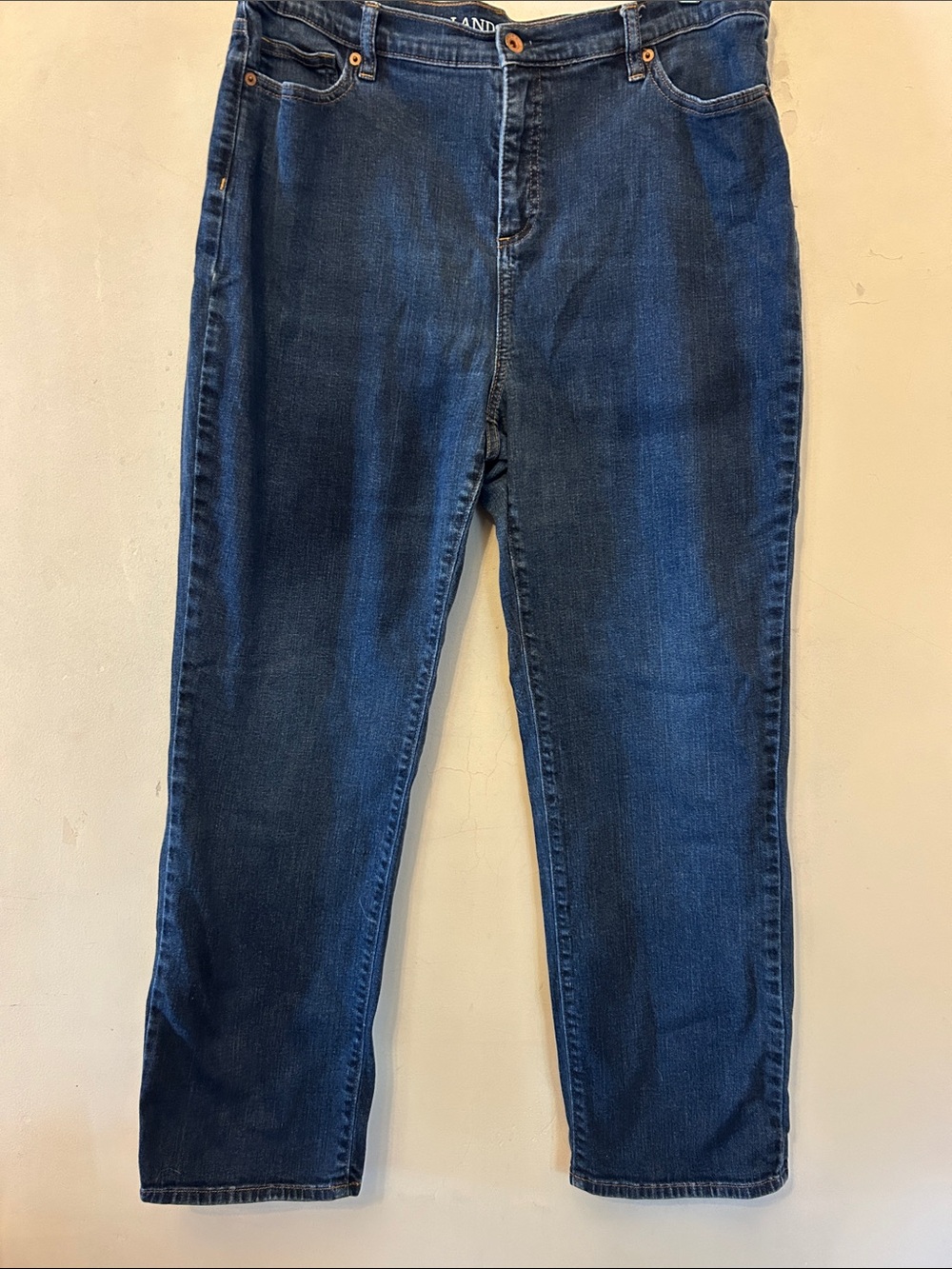 Lands End Dark Blue Straight-Leg Jeans Size 16 EUC